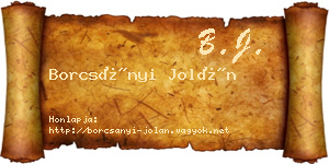 Borcsányi Jolán névjegykártya